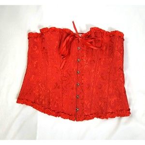 Red lace up Corset Bustier 4XL Valentines Day large bust adjustable